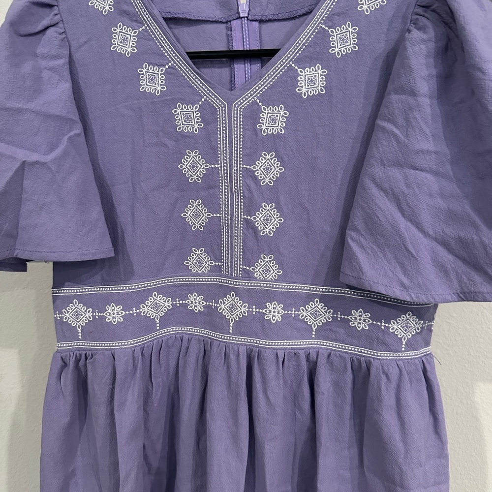 SHEIN Purple Embroidered Dress - Picture 2 of 3